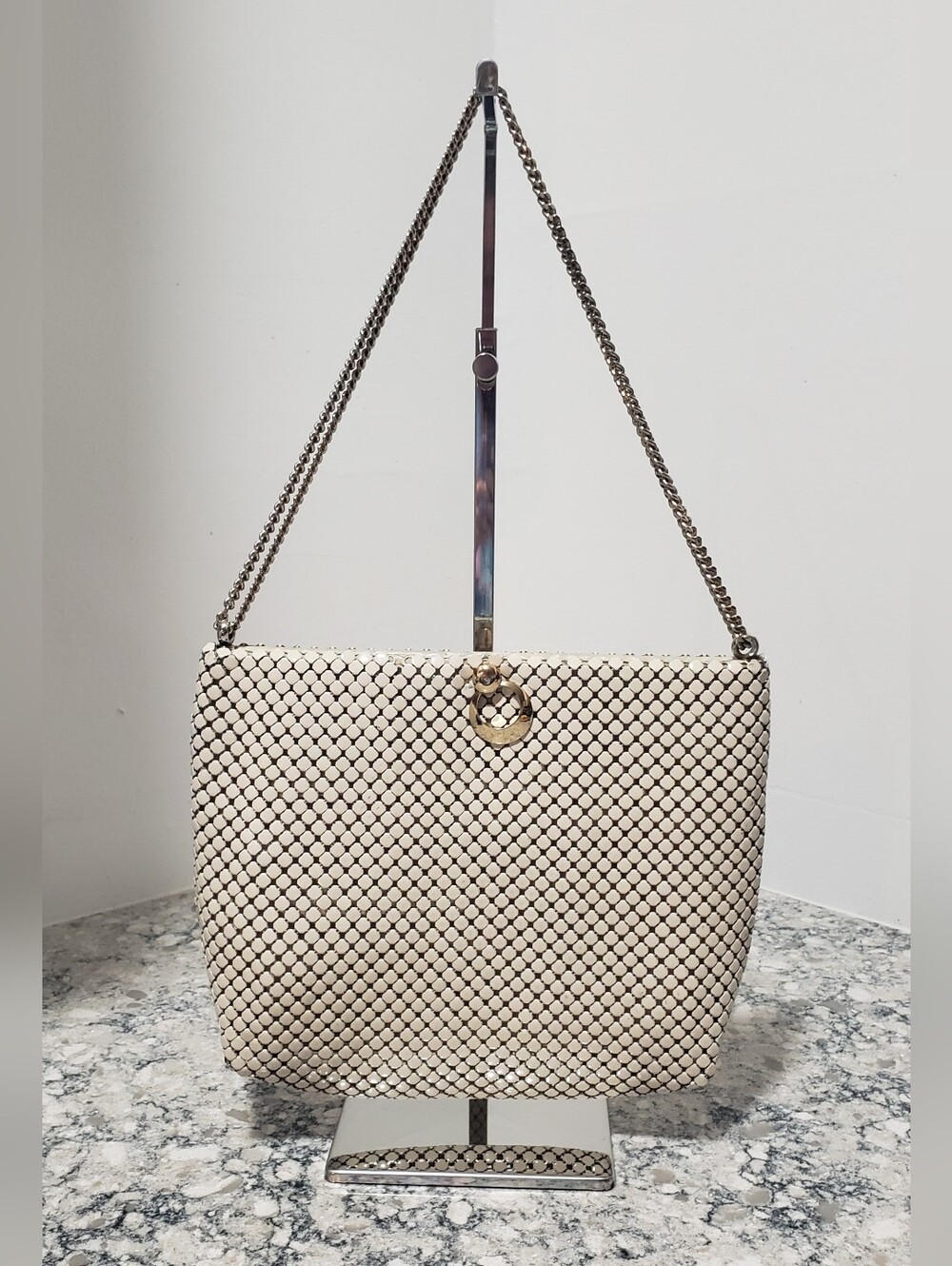 Whiting & Davis Ivory Mesh Vintage Handbag Shoulder Bag - Picture 11 of 11
